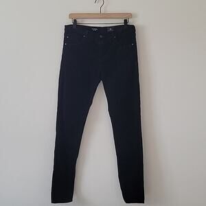 AG Adriano Goldschmied Super Skinny Legging Black Stretch Velvet Size 31R